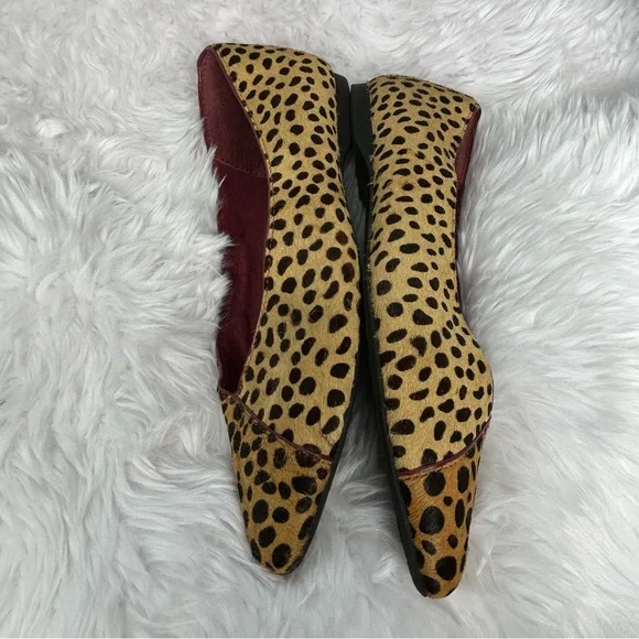 Birdies Goldfinch Leopard Print Calf Hair Pointed Toe Ballet Flats Size 5. - Picture 3 of 10